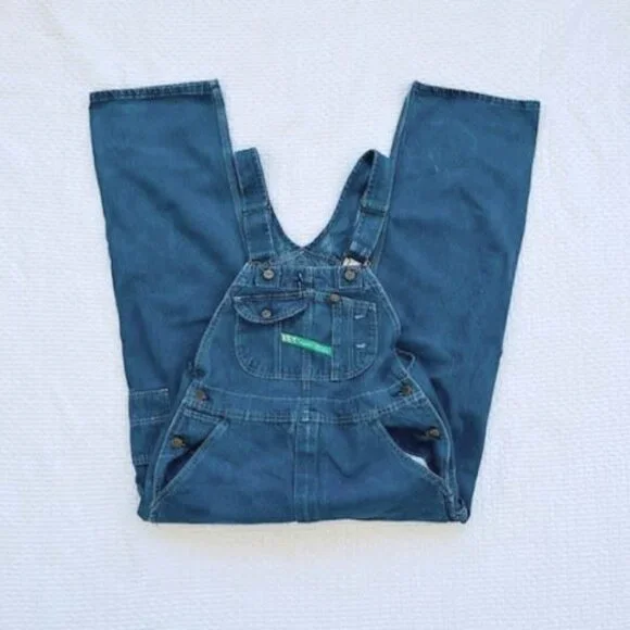 VTG KEY Bib Imperial Denim Jean Overall Men's Size 34 x 30 Blue - Picture 1 of 15